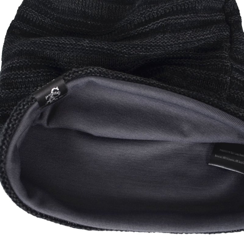 VECRY Men's Slouch Beanie Skull Cap Long Baggy Hip-Hop Winter Summer Hat (Twill-Dark Grey) - Image 2